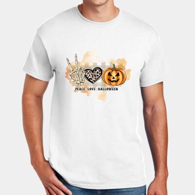 G8000, DryBlend, Unisex, 50 Cotton/50 Poly	, Short-Sleeve,Peace-Love-Halloween Thumbnail