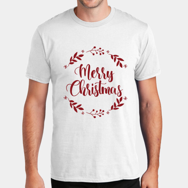 P&C Unisex 4.5oz Fan Favorite Cotton T-Shirt PC450 - PC450 Merry christmas circle Thumbnail