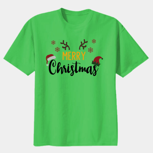 5000BGreenMerryChristmaSantaElfReindeer - Youth 5.3oz Cotton T-Shirt Thumbnail