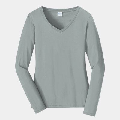LPC450VLSAthleticHeatherMerryChristmas - Ladies Long Sleeve Fan Favorite V Neck Tee Thumbnail