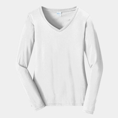 LPC450VLSBrightRedThickThighsChristmas - Ladies Long Sleeve Fan Favorite V Neck Tee Thumbnail