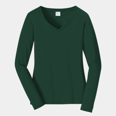 LPC450VLSForestGreenWeWishMerryChristmas - Ladies Long Sleeve Fan Favorite V Neck Tee Thumbnail