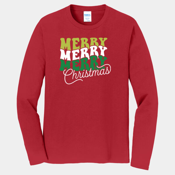 PC450LSBrigthRedMerryChristmas - P&C Unisex Long Sleeve Fan Favorite T-Shirt PC450LS Thumbnail