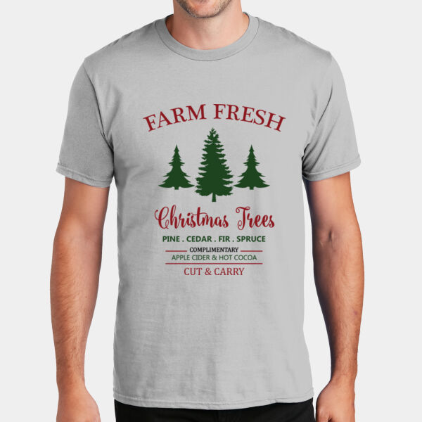 PC450SilverFarmFreshChristmasTrees - P&C Unisex 4.5oz Fan Favorite Cotton T-Shirt PC450 Thumbnail