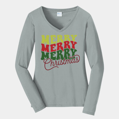 LPC450LS, Fan Favorite Tee, Ladies, 100% Cotton Ring Spun, Soft feel, Long Sleeve, Merry Christmas Thumbnail