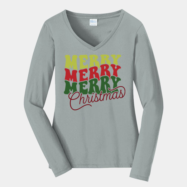 LPC450LS, Fan Favorite Tee, Ladies, 100% Cotton Ring Spun, Soft feel, Long Sleeve, Merry Christmas Thumbnail