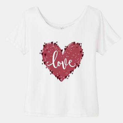 Bella Canvas Ladies, Slouchy Tee, Short Sleeve, Love Hearts Thumbnail