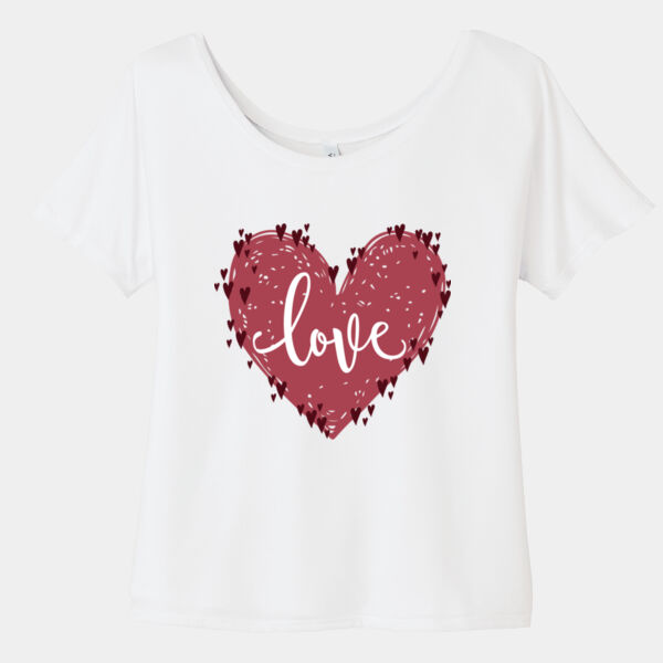 Bella Canvas Ladies, Slouchy Tee, Short Sleeve, Love Hearts Thumbnail