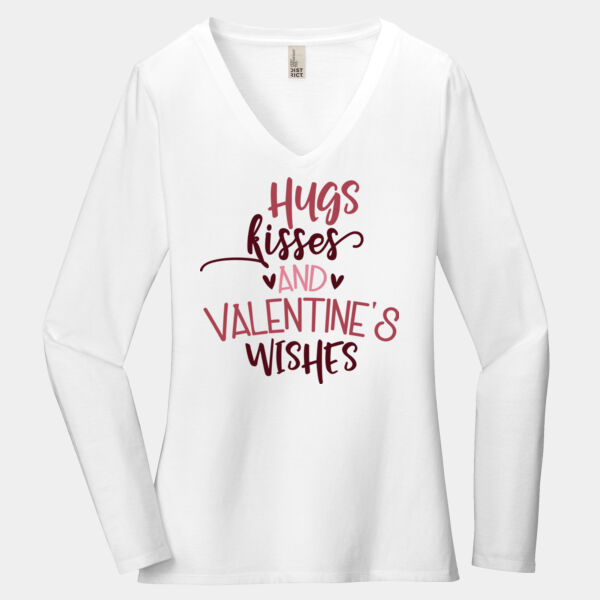 District Ladies, Very Important Tee, Long Sleeve V-Neck, Hugs Kisses And Valentines Wishes Thumbnail