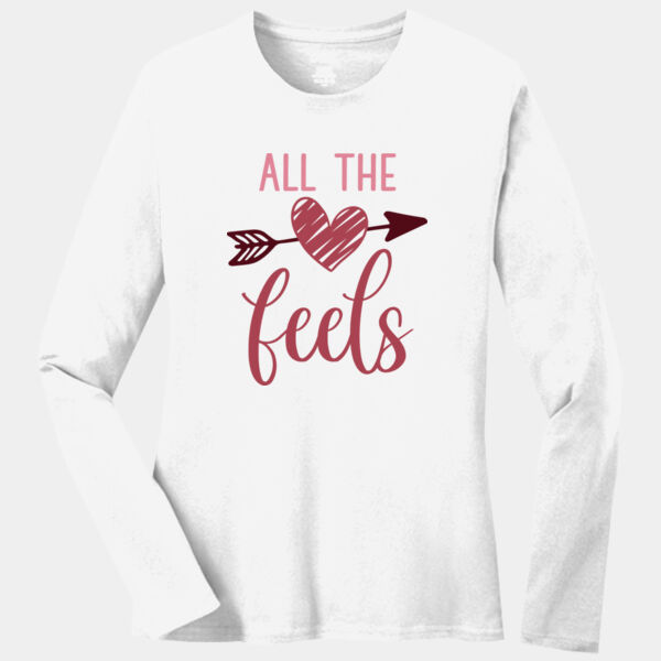 Port & Company Ladies, Core Cotton Tee, Long Sleeve,  All The Feels Thumbnail