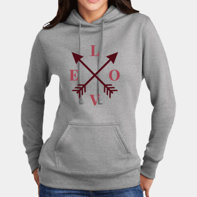 Port & Company Ladies, Core Fleece Pullover Hooded Sweatshirt, Long Sleeve, Love Arrows2 Thumbnail