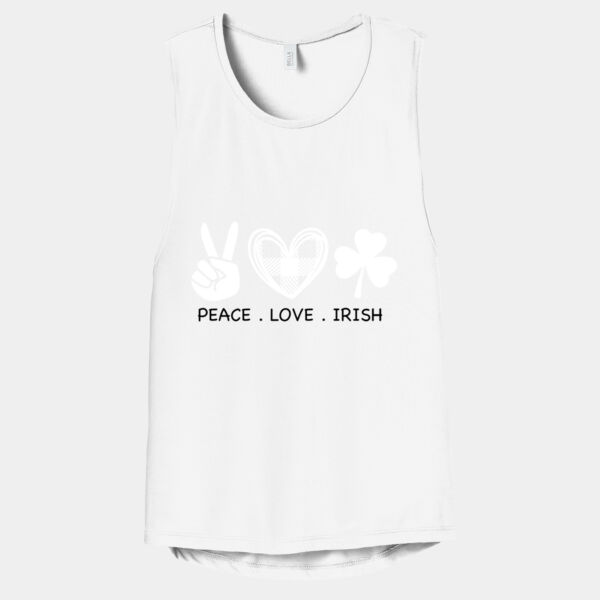 BC8803, BELLA+CANVAS, Women’s Flowy Scoop Muscle Tank, Peace Love Irish Thumbnail