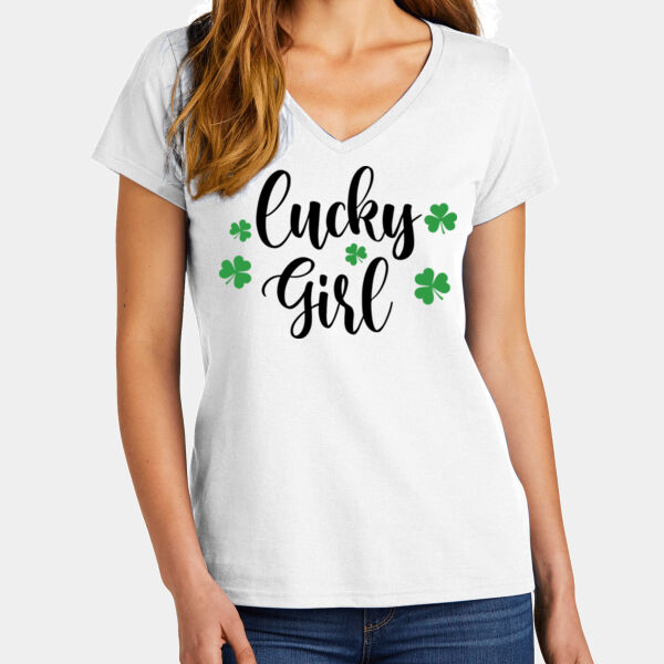 DT5002, District, Women’s The Concert Tee V-Neck, Lucky Girl Thumbnail