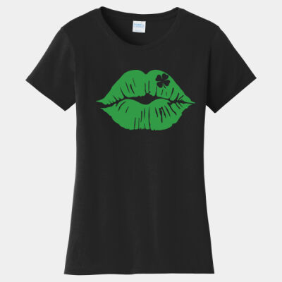LPC450, Port & Company® Ladies Fan Favorite Tee, Kiss Lips For St Patricks Day Thumbnail