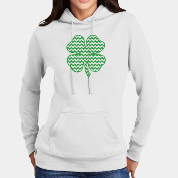LPC78H, Port & Company, Ladies Core Fleece Pullover Hooded Sweatshirt, Chevron Shamrock Thumbnail